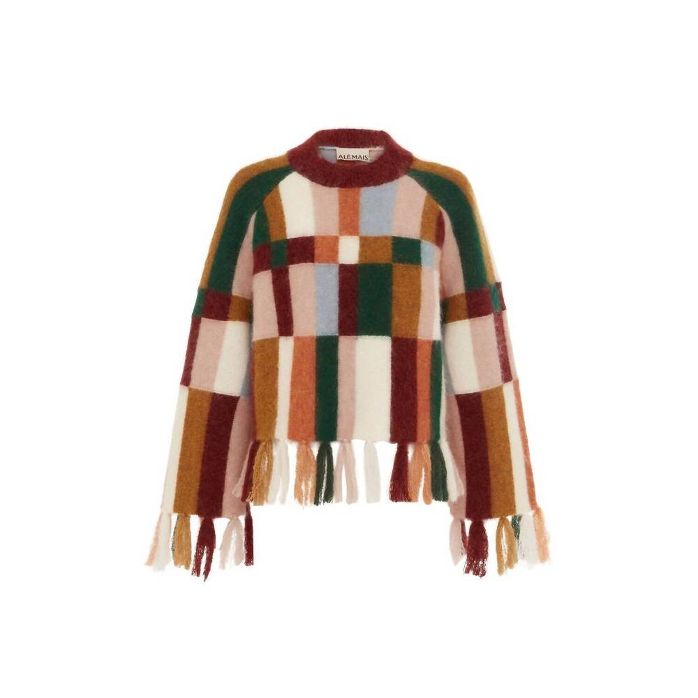 NEW ALEMAIS marojerelle cropped knit top in brown multi - Picture 3 of 4